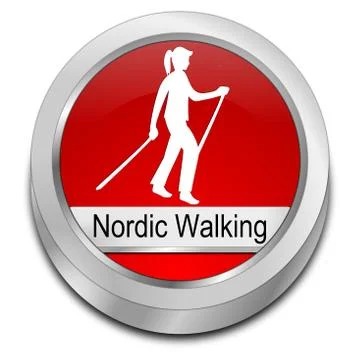 Nordic Walking Button - 3D illustration Stock Illustration