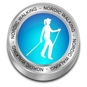 Nordic Walking Button - 3D illustration Stock Illustration