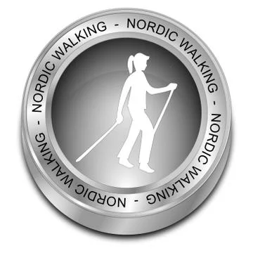 Nordic Walking Button - 3D illustration Stock Illustration