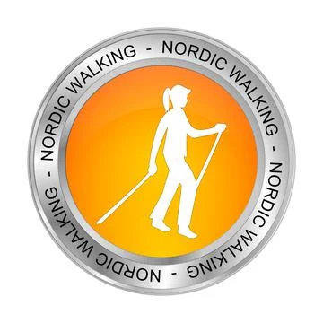 Nordic Walking Button - 3D illustration Stock Illustration