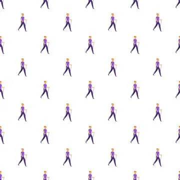 Nordic walking exercise pattern with repeating characters イラスト素材