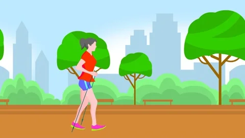 Nordic walking. Stock Footage 136289622