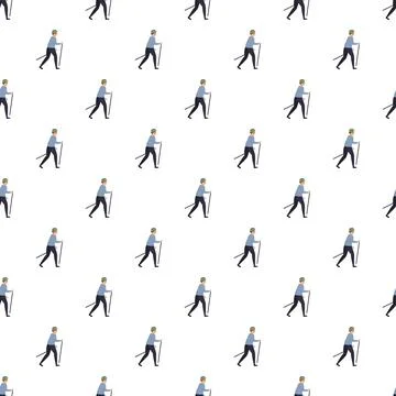 Nordic walking male repeating pattern active lifestyle Stock Illustration