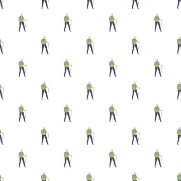 Nordic walking man pattern for active lifestyle background 스톡 일러스트