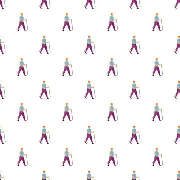Nordic walking man pattern for outdoor sport and trekking Stock Illustration