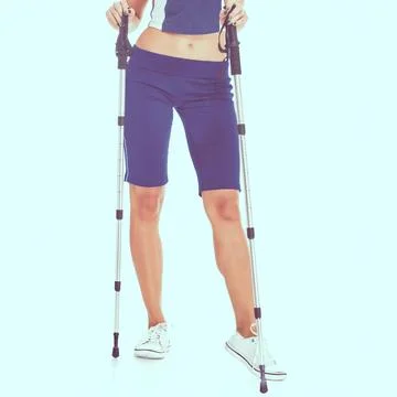 Nordic walking training Foto stock