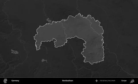 Nordsachsen highlighted, Germany. Grayscale Illustrazione stock