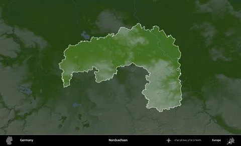 Nordsachsen highlighted, Germany. Physical Stockillustratie