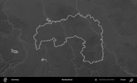 Nordsachsen outlined, Germany. Grayscale イラスト素材