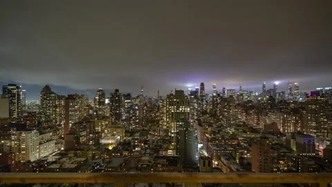 NorEaster Cityscape Night Timelapse Stock Footage 164183077