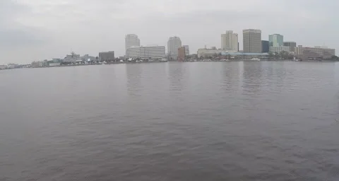 Norfolk Bay Flyover Stock Footage 55693591