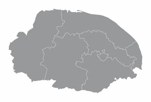 Norfolk county administrative map Stock Illustration