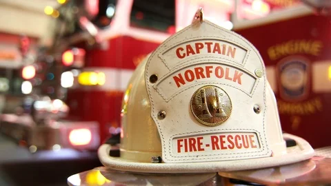Norfolk Fire Dept Helmet Stock Footage 90001544