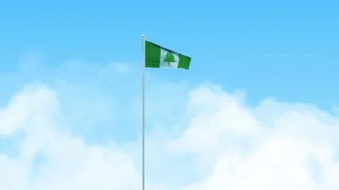 Norfolk Island Flag 3D Render Animation Waving on Pole with Blue Sky Video stock 333083274