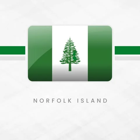 Norfolk Island Flag Button 3D Glossy Icon with National Symbol Tree and Gre.. Stock Footage 332062801