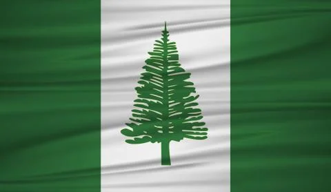 Norfolk Island flag vector. Vector flag of Norfolk Island blowig in the wind. Stock Illustration