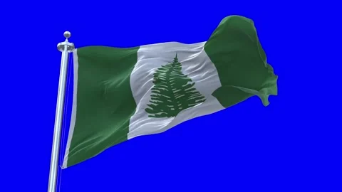 Norfolk Island Flag Waving in Loopable and Textured green screen background Video stock 296876102