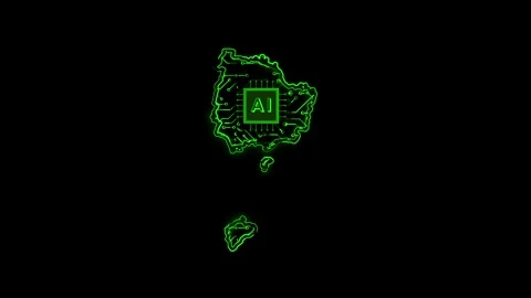 Norfolk Island Map AI Chipset Technology Opener Stock Footage 337082594