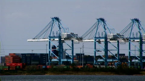 Norfolk port time lapse Stock Footage