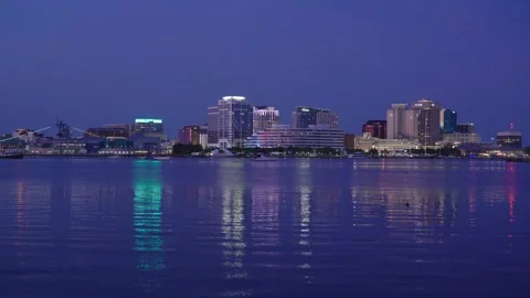 Norfolk Skyline at Night Stock Footage 335775791