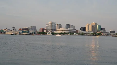 Norfolk Skyline at Sunset Stock Footage 335775775