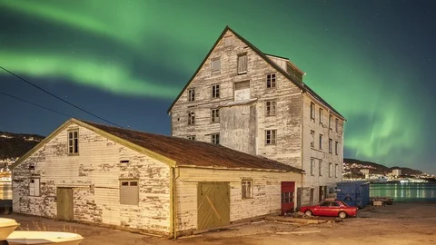 Norher Lights from Slinningsodden Stock Footage 87778833