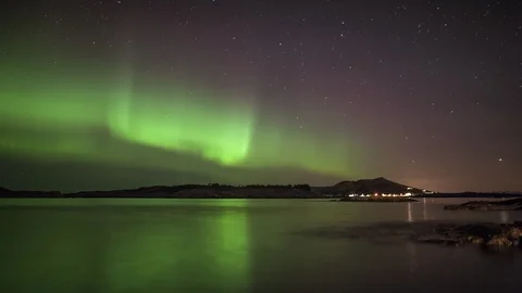 Norhern Lights on Vigra Stock Footage 87774204