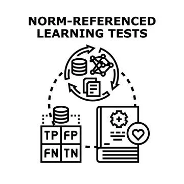 Norm referenced learning tests evaluating progress education concept 스톡 일러스트