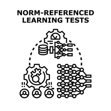 Norm referenced learning tests evaluating education and assessment Stock Illustration