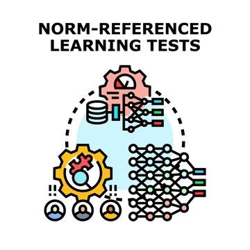 Norm referenced learning tests evaluating education and assessment Stock Illustration