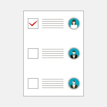 Normal ballot with avatars and boxes for selection Stock Illustration