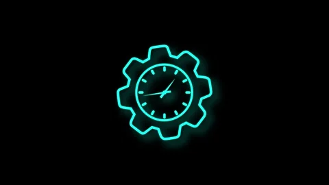 Normal clock. Glowing wheel with clock arrow rotating animation. Stock Footage 333888013