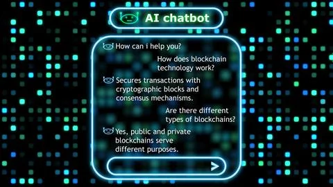 Normal conversation between ai and human on blockchain technology イラスト素材