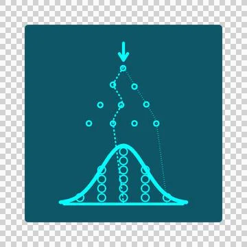 Normal Distribution Bell Curve Galton board peg lattice forming a Gaussian curve Stock Illustration