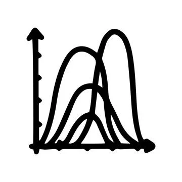 Normal distribution graph line vector doodle simple icon Illustrazione stock