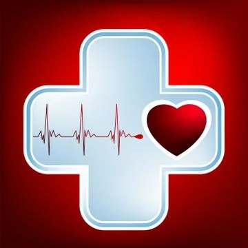 Normal ecg red background, heartbeat. EPS 8 イラスト素材