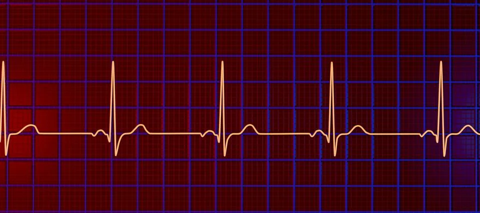 A normal electrocardiogram, 3D illustration displaying the electrical activ.. イラスト素材