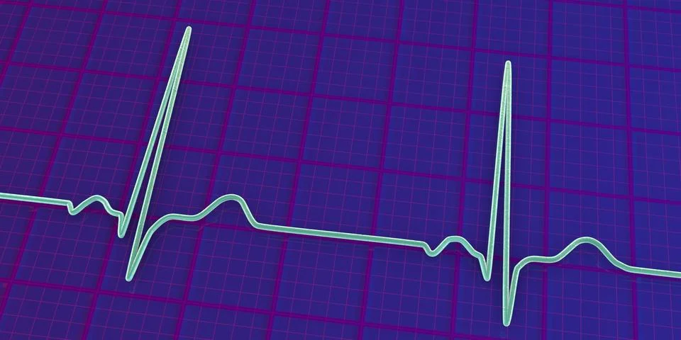 A normal electrocardiogram ECG, 3D illustration displaying the electrical act イラスト素材