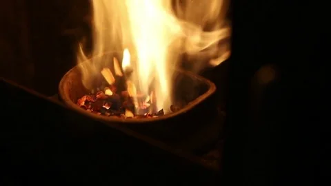 Normal fire in a stove burning pellets 스톡 동영상 82929755