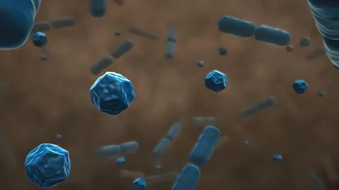 Normal flora of small intestine, lactic acid bacteria. Probiotic bacterium Illustrazione stock