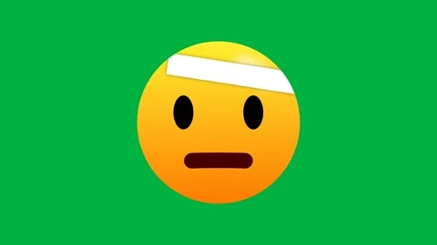 Normal to head bandage expression emoji animation on green screen. Stock Footage 270451079