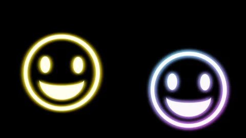 Normal to honest face expression emoji in bright neon light with seamless p.. Stock Footage 270451197