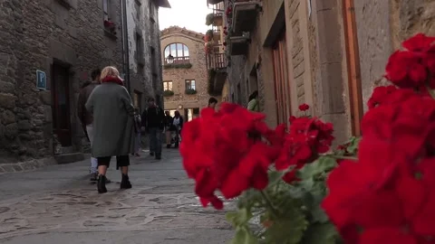 Normal life has returned to medieval towns, aft Stock Footage 132631325