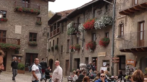 Normal life has returned to medieval towns of Catalonia Stock Footage 132668799