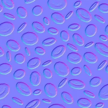 Normal map of a blood cells seamless pattern. 3d render Illustrazione stock