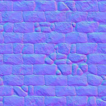 Normal map bricks texture, normal mapping Stock Illustration