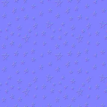 Normal map of doodle stars texture, seamless pattern for use in 3D programs Stockillustratie