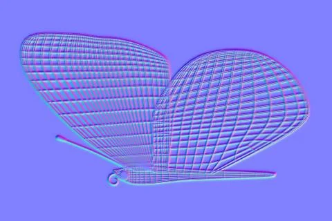 Normal map of geometric mesh butterfly, 3d illustration Stock Illustration