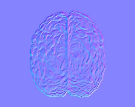 Normal map of human brain model, texture for use in 3D programs, 3d render Stock Illustration