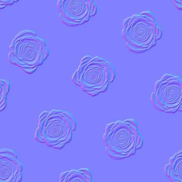Normal map of roses, seamless pattern texture for use in 3D programs 스톡 일러스트